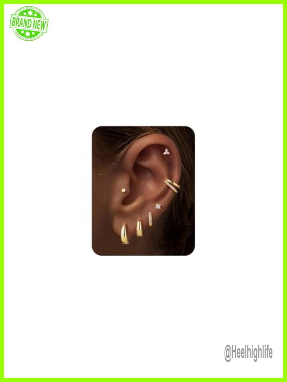 7 Pairs Gold Plated Hypoallergenic Hoop & Stud Earring Set